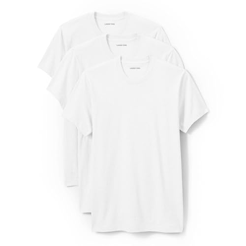Lands' End Essentials Men's Crew Neck T-Shirt 3 Pack - Premium Cotton Tee, Casual Regular Fit