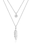 Elli Halskette Damen Feder Boho mit Kristall in 925 Sterling Silber