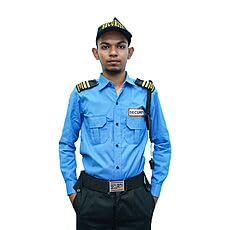 skay Blue Men's Security Guard Shirt with Label & Accessories, Each