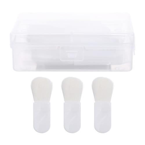 HEATSHAKING 3 Brochas de Maquillaje para Rubor en Polvo, Mini Brochas Portátiles de Plástico Diseño Antideslizante y Ranuras para Mujeres Color Aleatorio