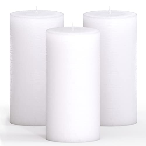 Candwax 3X6 Pillar Candles Set Of 3 - Decorative Rustic Candles Unscented And Valentines Candles - Ideal As Wedding Candles Or Large Candles For Home Interior - White Candles #TOP6