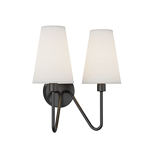 Electro Bp;Double Head Classic 2 Lights Wall Sconces Lighting Fixture Black With Beige White Linen Fabric Lamp Shades E12 80W Hardwire; #TOP1