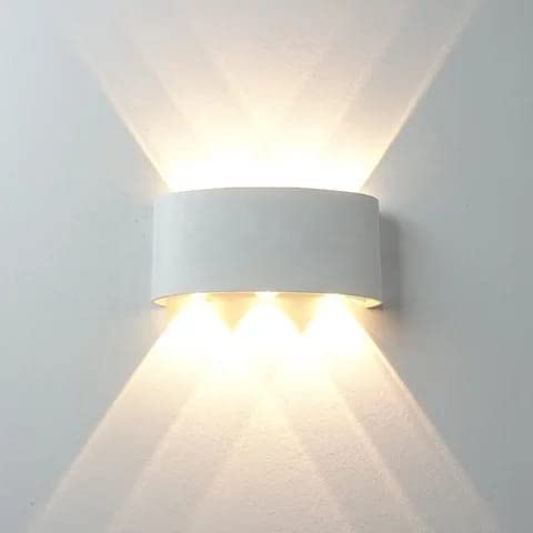 FILLISKA Aluminium Led Indoor Up Down Wall Light, Warm White Colour With Shockproof Alluminium White Body (3+3)