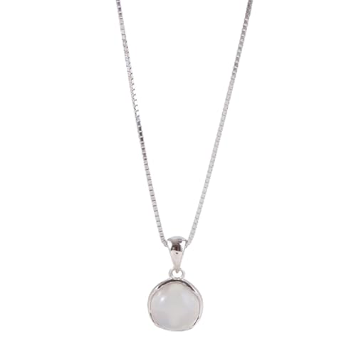 Collier pierre de lune ronde et chaîne clavicule plaquée pour femme