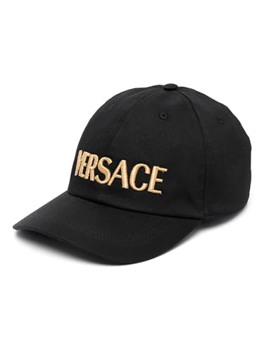 Versace Gorra Negra con Logotipo Bordado
