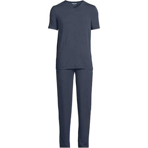 Lands' End Men's Short Sleeve Cooling Knit V-Neck Pajama Set3
