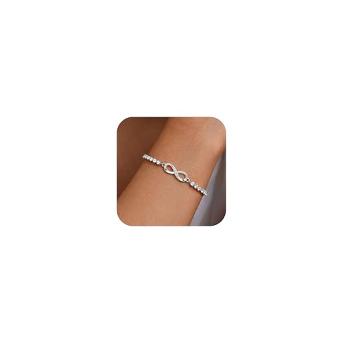 TempBeau Bracelet tennis pour femme avec zircone - Bracelet signe infini pour femme - Bracelet d'amitié réglable en acier inoxydable - Cadeau pour mère, épouse, petite amie, Eine Grösse, Acier