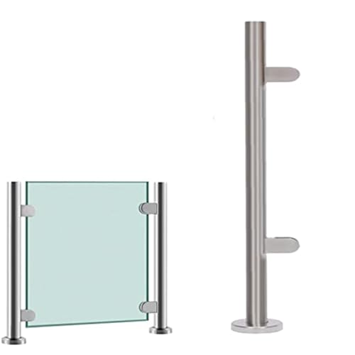 24 28 32 36 40 44 48 in Height Glass Stair Railing Handrail, Glass Balustrade Post for Balcony Barriers, Stainless Steel Railing Fence Pole Handrail Fencing(A-Edge,Height 36in/90cm)