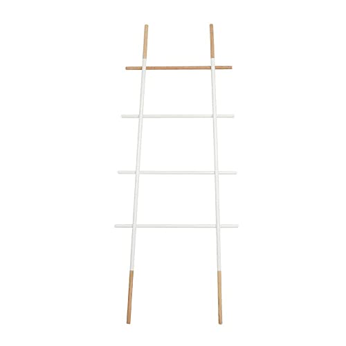 Innoka Freestanding Towel Ladder Rack, Space Saving, No-Scratch Wood, For Household Use, White #TOP6