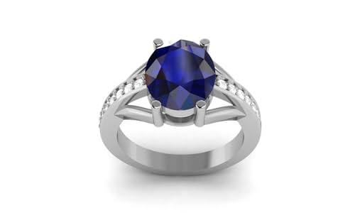 Image of LMDPRAJAPATIS 925 Sterling Silver Natural Emerald /Panna Loose Gemstone Silver Ring For Women And Men (Blue, 7)