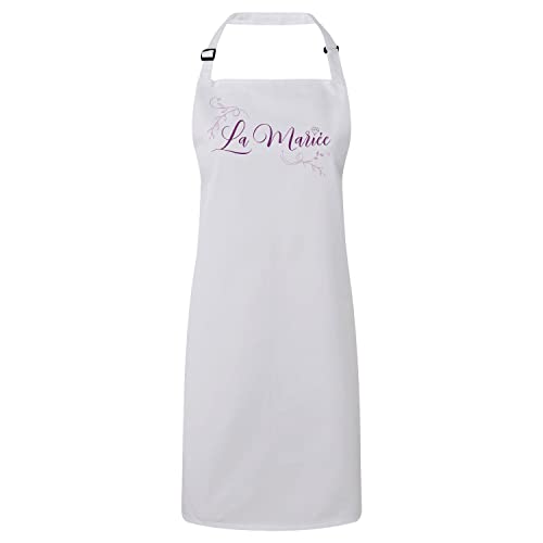 Tablier cuisine mariée calligraphie pour les préparatifs des noces