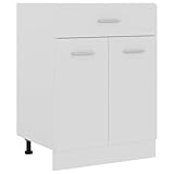 vidaXL Armario de Cocina Mobiliario Muebles Duradero Mesa de Trabajo Almacenamiento Cuencos Platos Ollas Alacena de Contrachapada Blanco 60x46x81,5 cm