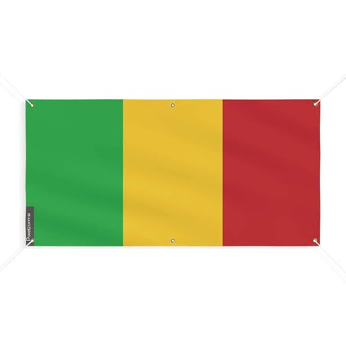 Drapeau du Mali 180x360cm grand pavillon de prestige aux finitions renforcées à oeillets
