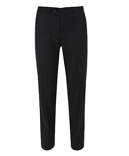 Boys Slim Fit Plain Formal Wedding Party Smart Pants in Black