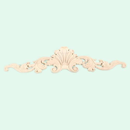MUXSAM Wood Carved Onlays Appliques, Clear Carving Details Overlay Craft Decals for Cabinet Wall Mantels Dresser Closet Toddler Doll Bed Stairs Door Furniture Decor(2-Pack, 40x10cm/15.8" x4)