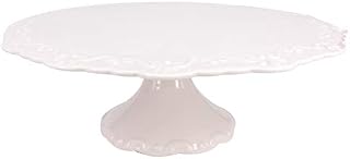 BPFY 10 Inch Round White Ceramic Cake Stand, Decorative Cupcake Stand, Dessert Display
