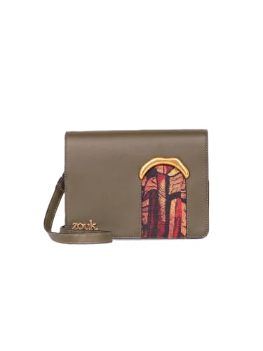 Image of ZOUK Women's Jharokha Vegan Leather Sling Bag | Dual Magnetic Flap | Crossbody Bag | Adjustable Strap