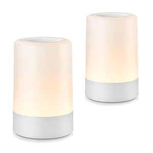 G Keni Nursery Night Light for Babies, LED Bedside Touch Sensor Lamp for Kids Breastfeeding and Sleep Aid, USB Rechargeable Nursery Lamp Dimmable Soft Warm Night Light, Eye Caring (2 Pack)