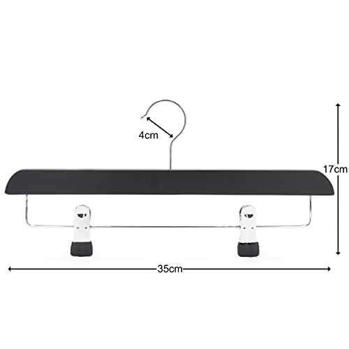 The Hanger Store 5 Black Wooden Trouser, Skirt Hangers With Clips, Coat Clothes Hangers