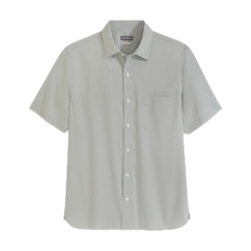Amazon.ca: Van Heusen Men's Big and Tall Wrinkle Free Short Sleeve Button Down Shirt, No-Tuck Length, Comfortable Stretch Fabric, Iceberg Green - Solid, Large Tall
