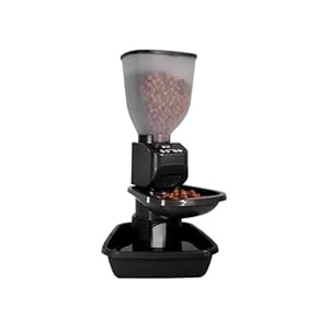 Automatic Dog & Cat Food Feeder with Water Dispenser – Smart Pet Feeder with Portion Control, OLED Display, Anti Jam Design, Battery Operated Dispenser for Medium Pets – Black