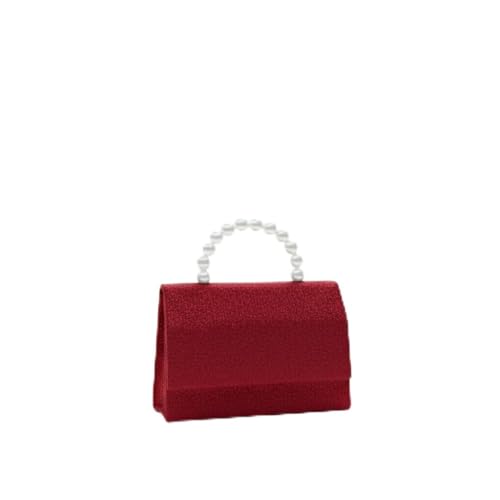 Bolsa Infantil Elegante com Alça de Pérolas, Luxo e Brilho para Princesas, Acessório Fashion (vermelho)