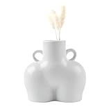 Tamaño: 13 x 14 cm. CSAO Floreros de cerámica para escultura de cuerpo humano, floreros creativos para decoración floral, contenedor de plantas de mesa para manualidades (blanco mate)