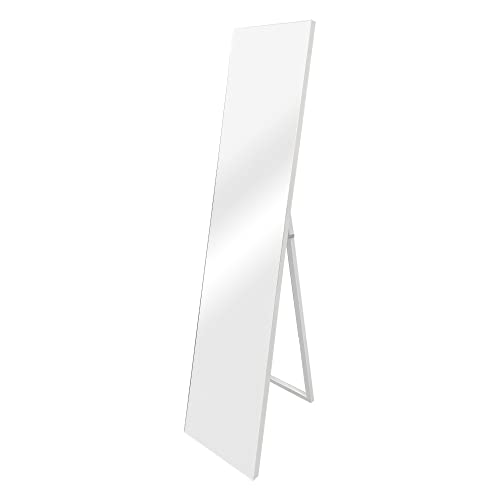 [en.casa] Miroir sur Pied Design Psyché Inclinable Cadre Solide Plastique 150 x 35 cm Blanc