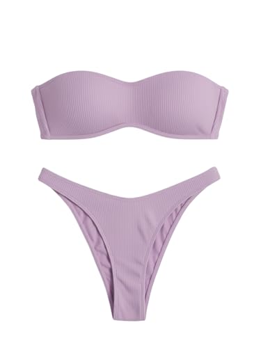 Image of Milumia Girl's Cute 3 Piece Swimsuit Textured Bikini Set with Beach Cover Up Skirt Bathing Suit