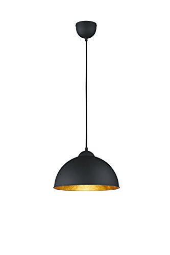 LIGHTLING modern Pendelleuchte Kalle, Metall schwarz / Innenseite gold, 1 x E27 max. 60W, ø 31 cm, Höhe 127 cm Cover