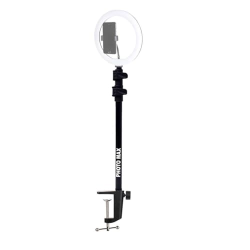 Image of PHOTOMAX Overhead Desk Mount, Tabletop C-Clamp Mount Stand, Adjustable Metal Stand with Standard 1 /4 inch Screw Tip for DSLR Camera, Ring Light, Video Light, Panel Light(CM02)