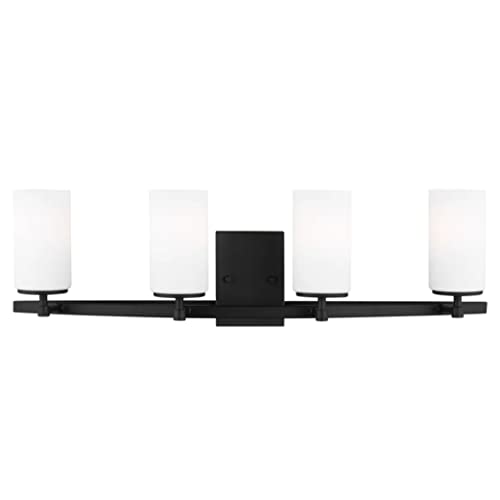 Image of Generation Lighting 4-Light Alturas Contemporary Bath Fixture Wall Lamp Midnight Black 4424604-112 | Bathroom Light Fixture for Home Decor | Wall Sconce Vanity Light Fixture and Bathroom Accessory