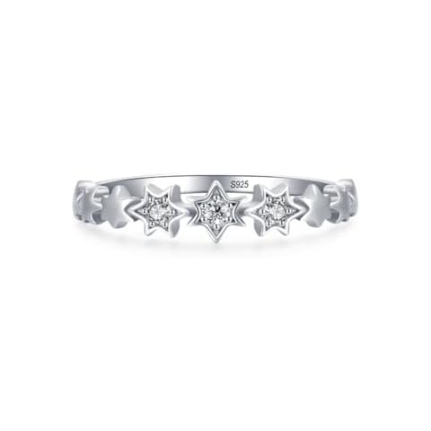 LARDROK S925 Sterling Silver Ring Star Zircon Stackable Thumb Ring Valentine's Day Gifts for Women (Silver,6) Cover