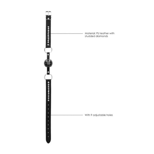 Ball gag respirant strass diamant noir bâillon bondage chic - 5