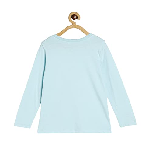 Image of miniklub Girls Green & Blue Pure Cotton Print Top
