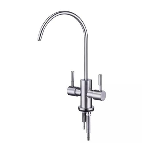 Robinet filtre à eau double sortie en acier inoxydable brossé avec mitigeur cuisine 2 poignées