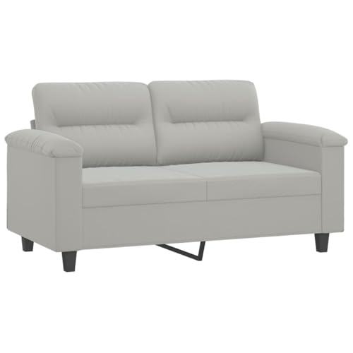 vidaXL Sofagarnitur 3-TLG., Sessel Couch mit Kissen, Sofa Wohnzimmersofa mit Armlehnen, Couchgarnitur Designsofa Sitzmöbel Polstermöbel, Hellgrau Mikrofasergewebe – Bild 5