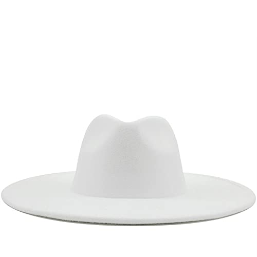 BAOZENGMUY-Fedora-Trilby-Chapeau-Feutre-Solide-Chapeau-Fedoras-Classique-Hommes-Femmes-Chapeau-De-Jazz-Panama-95Cm-Large-Bord-Grand-Fedoras-Blancs