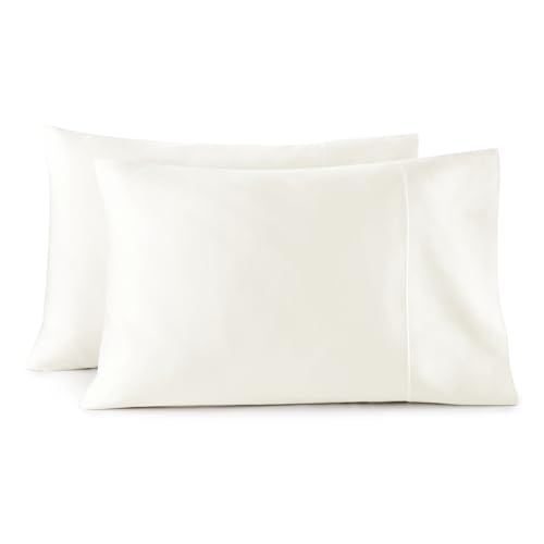 100% Organic Cotton Pillow Cases Queen Size Set of 2-100% Cotton Pillowcases GOTS Certified 500 Thread Count - Naturally Cooling Comfortable Breathable & Soft Pillow Cases (Natural, Queen)