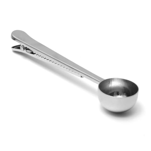 Ciieeo 2個 ステンレス製コーヒーメジャースプーン クリップ付き 大さじ計量スプーン バッグ密封機能付き ミルク粉末 茶葉用