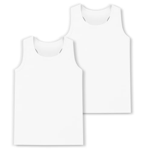 2 Pack Girls Tank Tops Girls Undershirts Soft Cotton Kids Sleeveless Toddlers Dance Tops for Ballet (2T-16Y) White