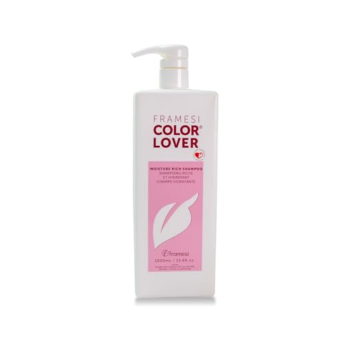 Framesi Color Lover Moisture Rich Shampoo - Hydrating Shampoo for Color Treated Hair - Sulfate Free Shampoo for Dry Hair - Moisturizing Shampoo with Quinoa Aloe Vera Shea Butter (33.8 Fl Oz)