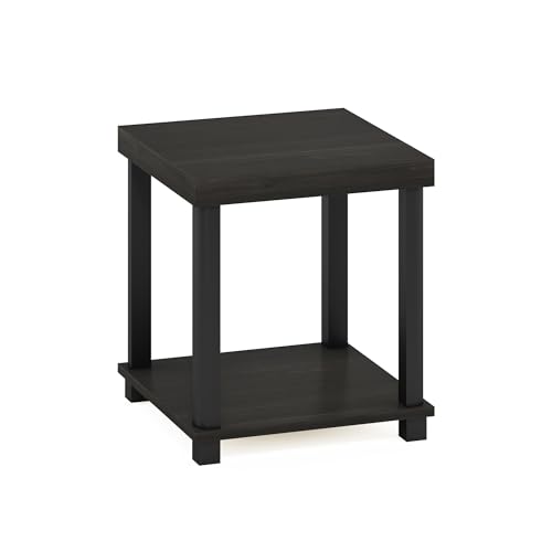 Image of Furinno Turn-N-Tube Side Table, 2-Tier Thick Tabletop End Table with Open Shelf, Toolless Assembly Night Stand, Bedside Table, for Living Room, Bedroom, Espresso