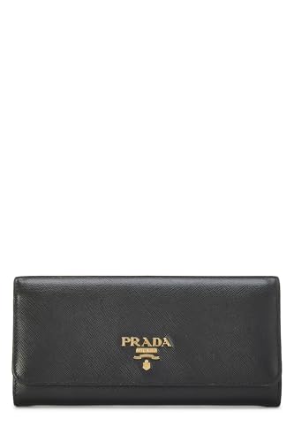 Prada Pre-loved Black Saffiano Continental Wallet Black