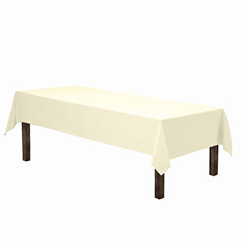 Image of Gee Di Moda Rectangle Tablecloth - 60 x 102 Inch Ivory Table Cloth for 6 Foot Rectangle Tables - Heavy Duty Washable Fabric - for Holiday Party, Dinner, Weddings, Baby Shower & Events