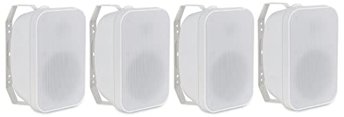 McGrey OLS-5251WH Outdoor Speakers Set 4x - 2-Way System - IP56 - For Restaurant, Beer Garden, Terrace & Garden - 5.25 Woofer, 1 Tweeter - 50W, 8 Ohm, 70/100V - White