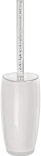 KW "Easy" Enlcosed Plastic Toilet Brush and Holder (Round Clear/White)