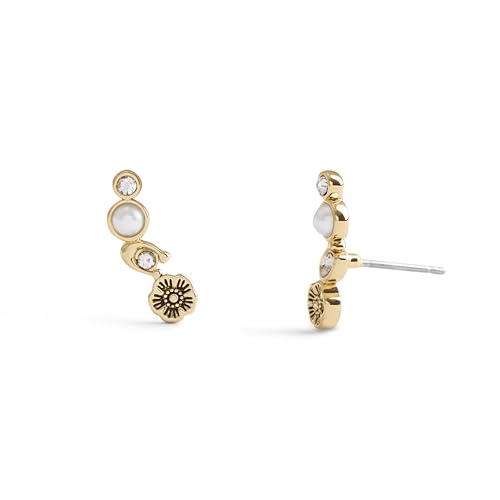 COACH Women's Signature Heritage Pearl Crawler Earrings