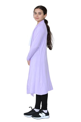 Image of Loxdonz Kids Long Open Front Cardigan Coverup Boyfriend Cardigan Sweater for Girl's Beach Cover ups Kimono Maxi Duster