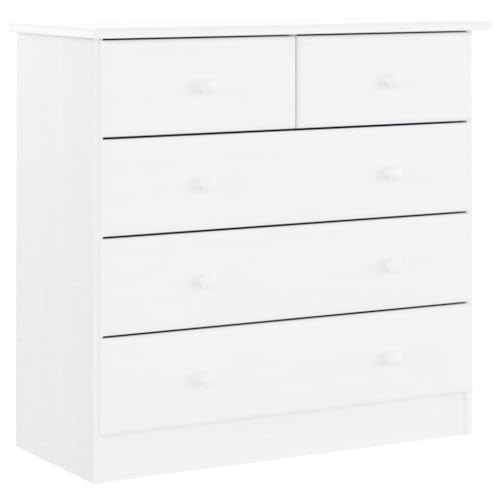 vidaXL Commode, Buffet avec Tiroir, Armoire Latérale, Meuble de Rangement Salon Chambre à Coucher Intérieur, Scandinave, Blanc Bois Massif de Pin